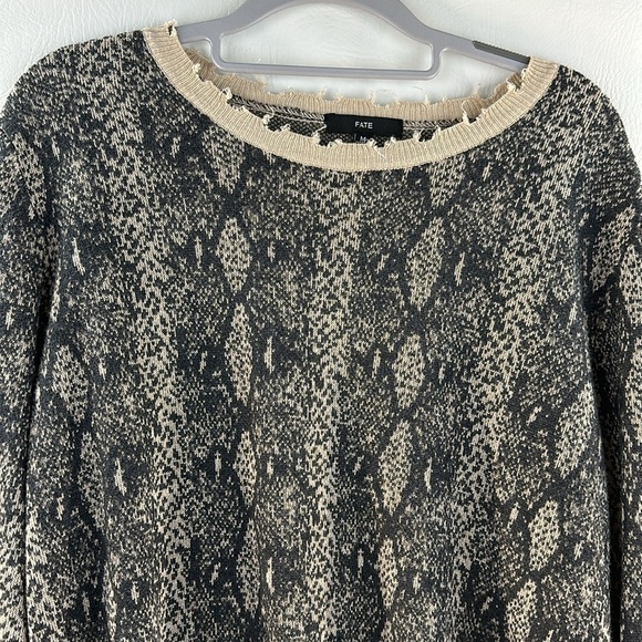 Fate Distressed Snakeskin Print Sweater, M - Picture 2 of 9